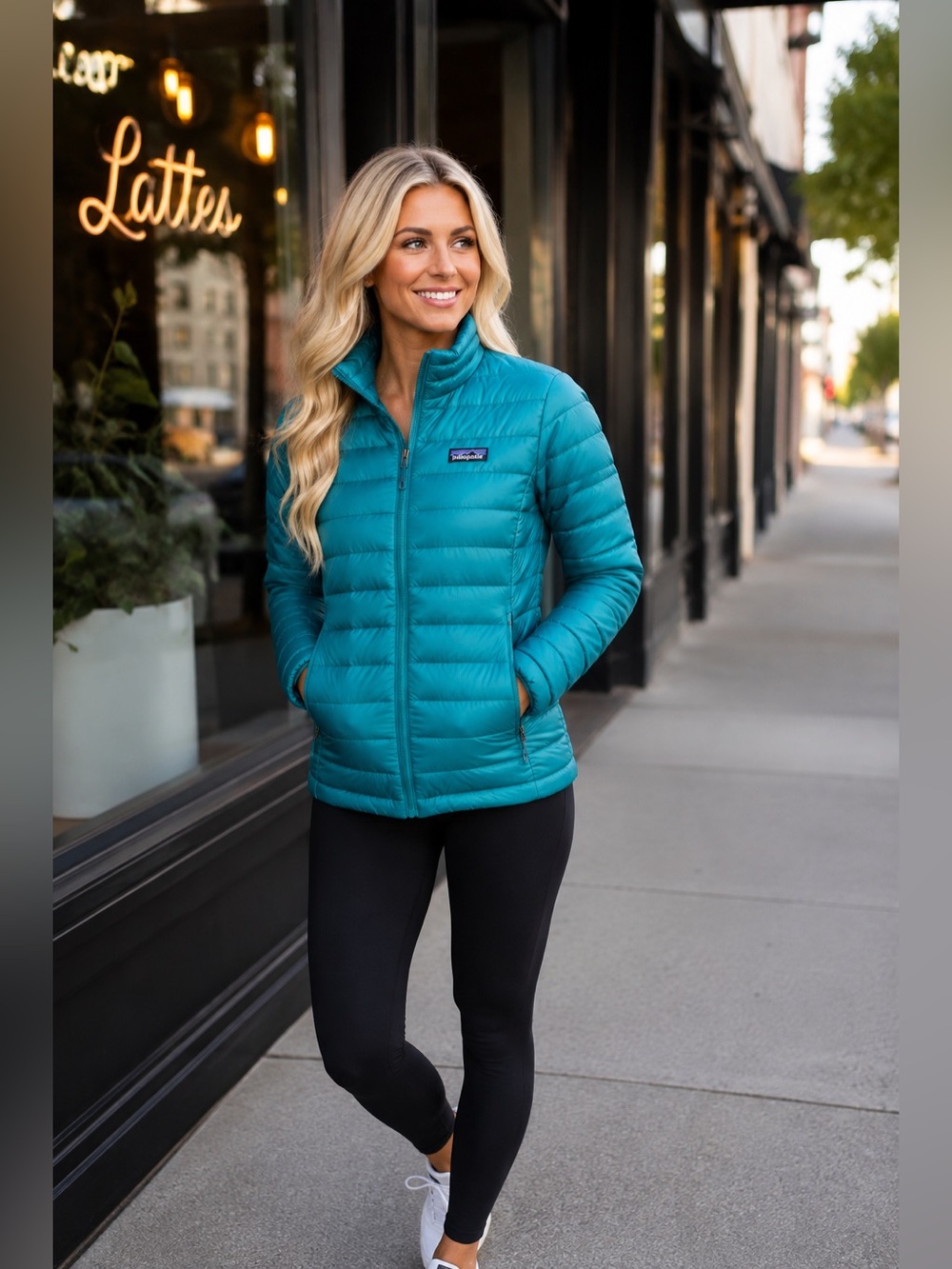 Patagonia Women’s Teal Quilted Lightweight Down Puffer Jacket Full Zip Size S